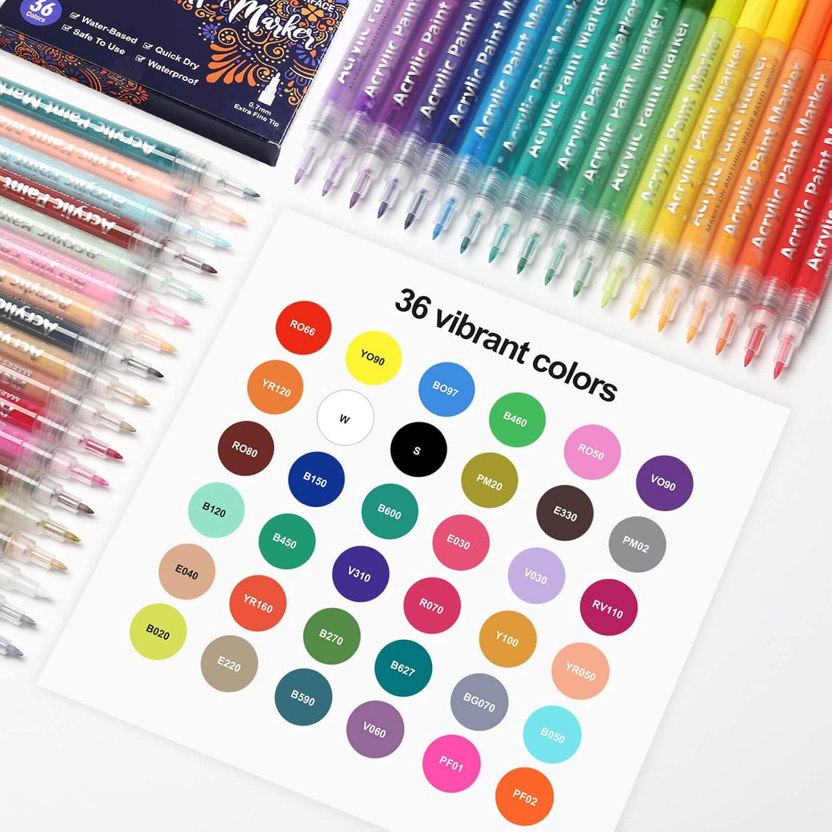 Marcadores de Pintura Acrílica / 36 Colores Punta Extrafina